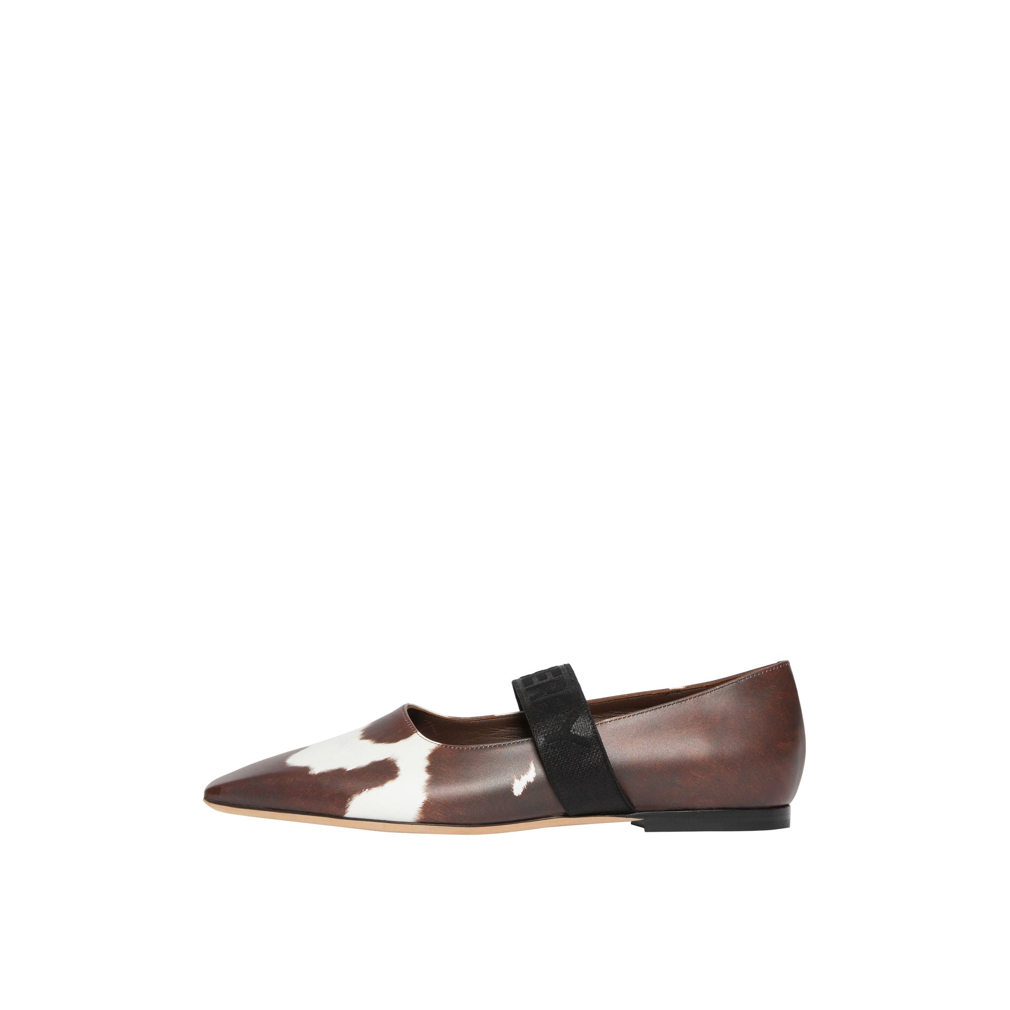 Chaussures plates en cuir à imprimé vache avec logo - Cow Print