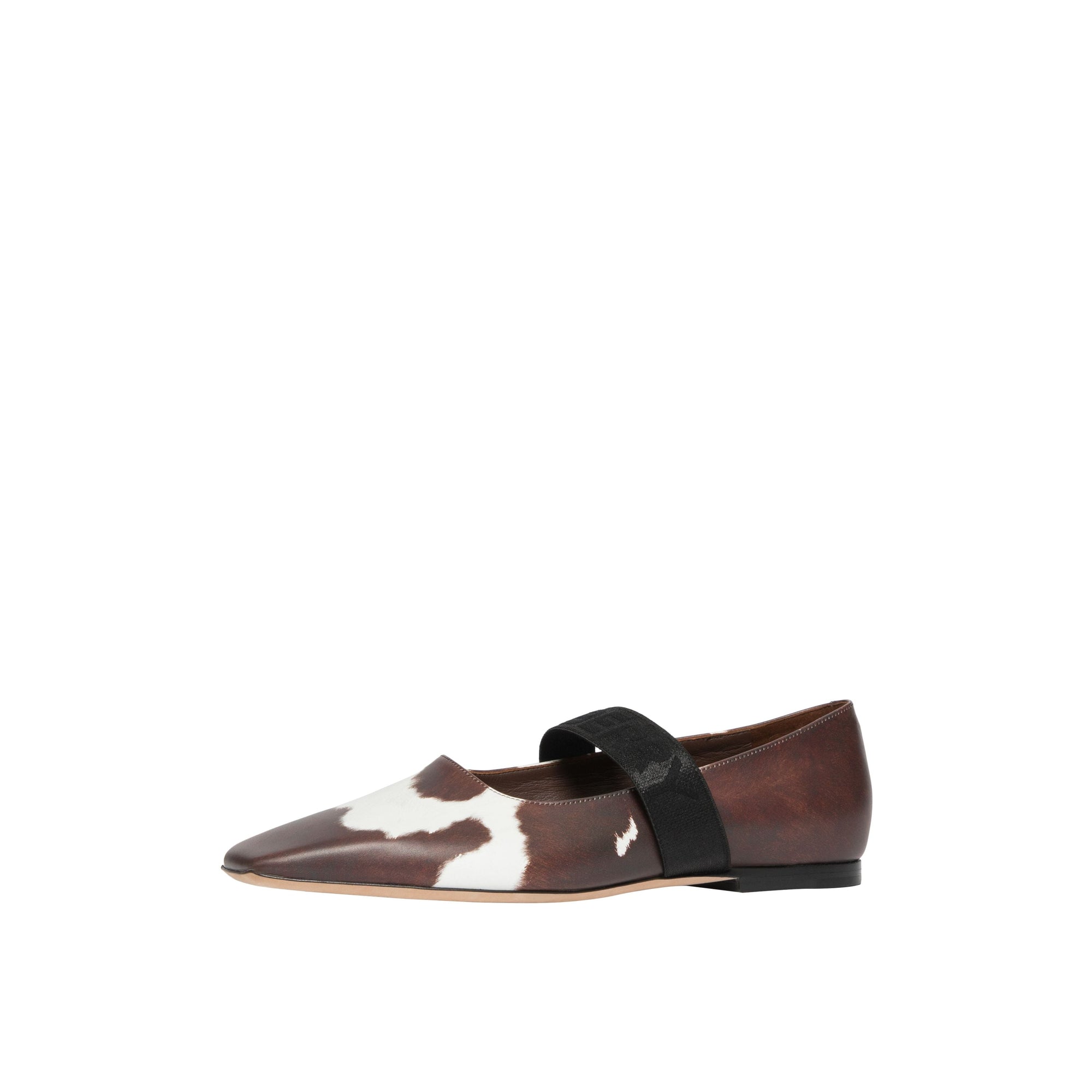 Chaussures plates en cuir à imprimé vache avec logo - Cow Print