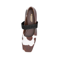 Chaussures plates en cuir à imprimé vache avec logo - Cow Print