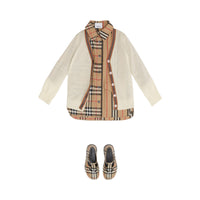 Cardigan en laine avec rayures iconiques - Ivory