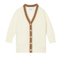 Cardigan en laine avec rayures iconiques - Ivory