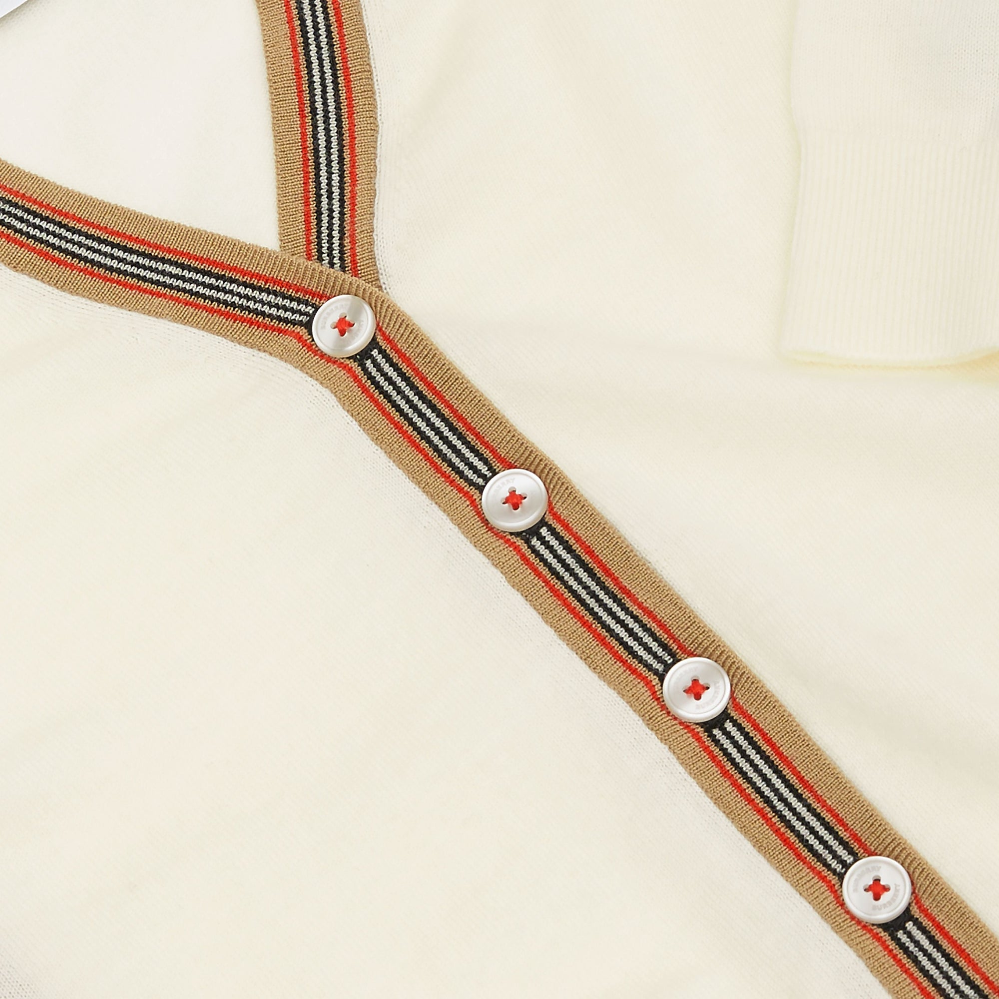 Cardigan en laine avec rayures iconiques - Ivory