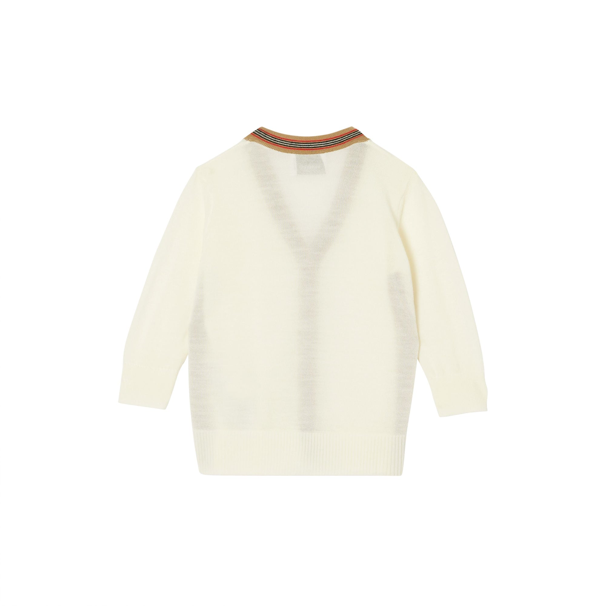 Cardigan en laine avec rayures iconiques - Ivory