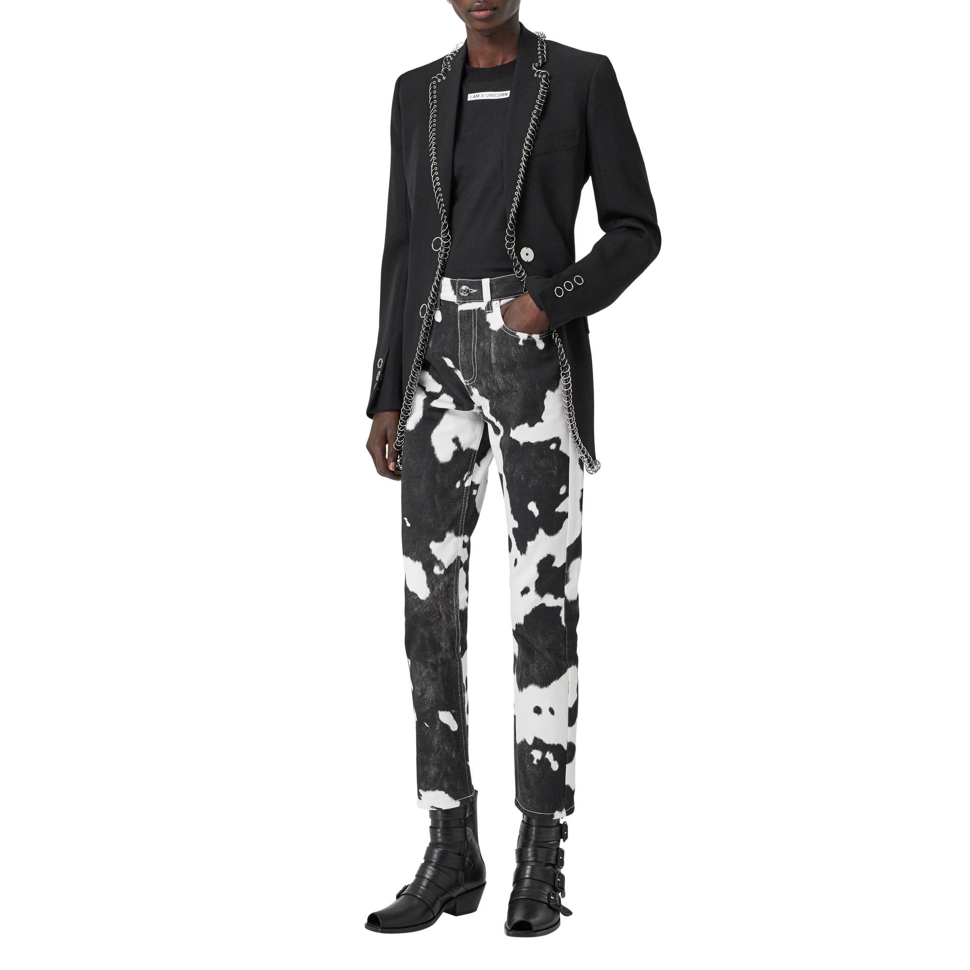 Jean droit à imprimé vache - Black Pattern