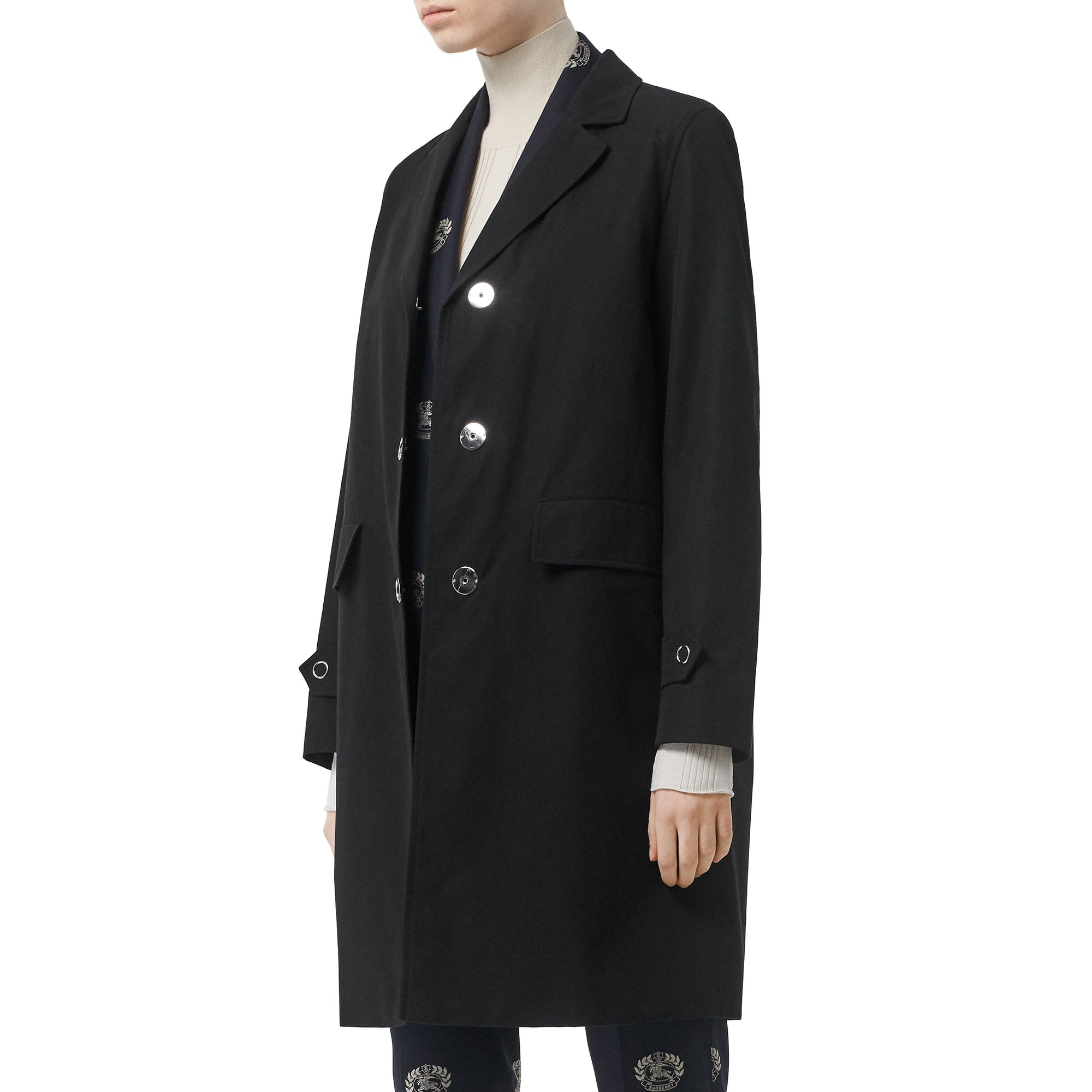 Blouse en gabardine de coton avec boutons pression - Black