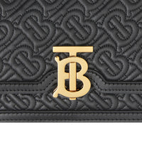 Mini sac TB en cuir d'agneau Monogram matelassé - Black