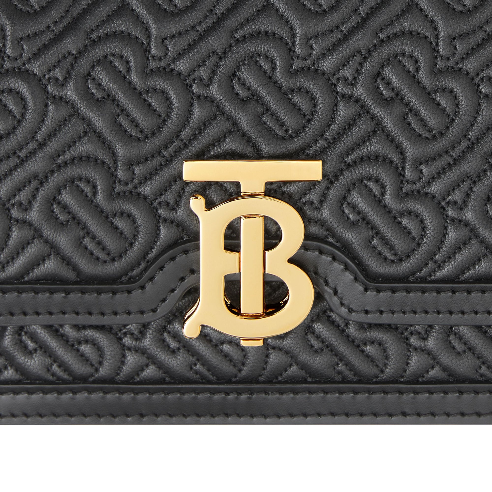 Mini sac TB en cuir d'agneau Monogram matelassé - Black