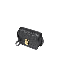 Mini sac TB en cuir d'agneau Monogram matelassé - Black