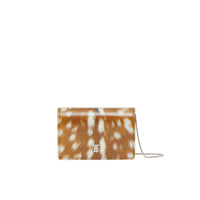 Porte-cartes en cuir à imprimé daim avec sangle amovible - Malt Brown