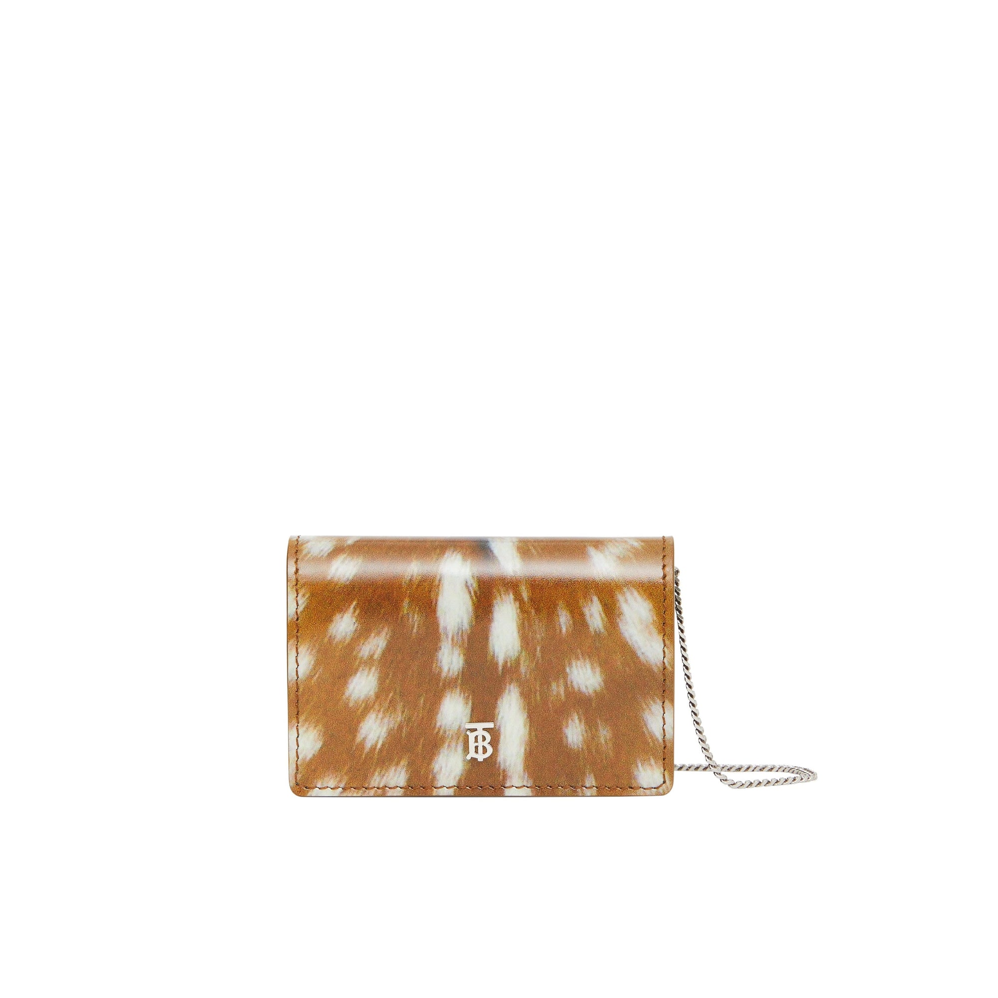 Porte-cartes en cuir à imprimé daim avec sangle amovible - Malt Brown
