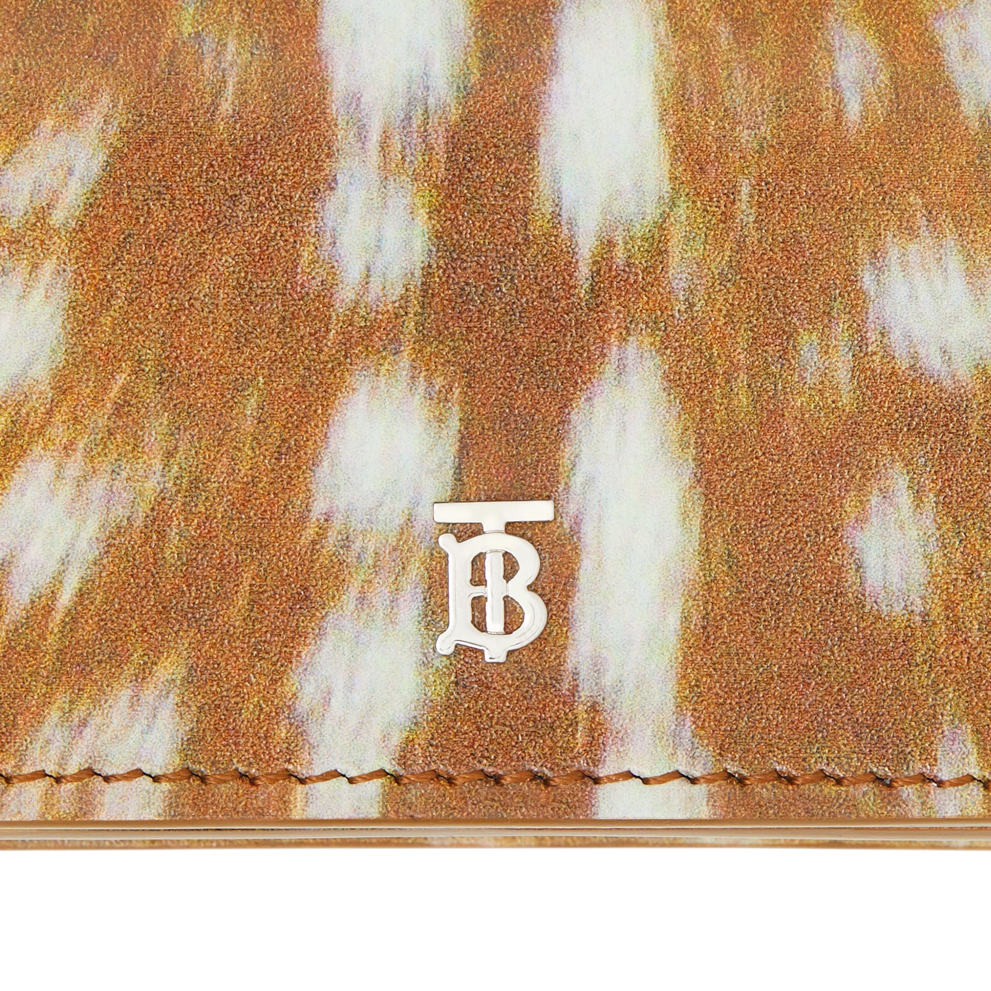 Porte-cartes en cuir à imprimé daim avec sangle amovible - Malt Brown