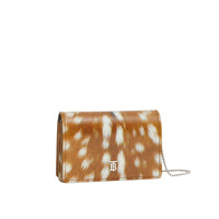 Porte-cartes en cuir à imprimé daim avec sangle amovible - Malt Brown