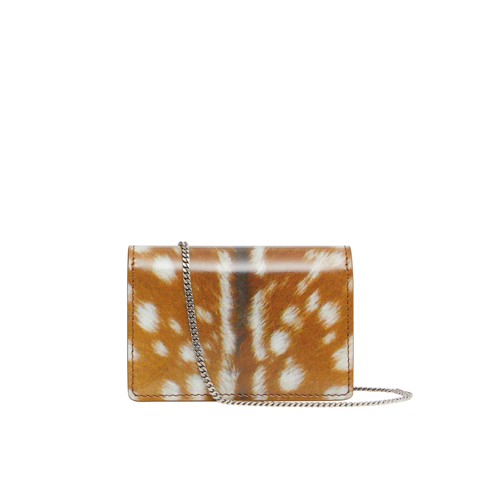 Porte-cartes en cuir à imprimé daim avec sangle amovible - Malt Brown