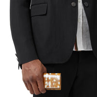 Porte-cartes en cuir à imprimé daim avec sangle amovible - Malt Brown