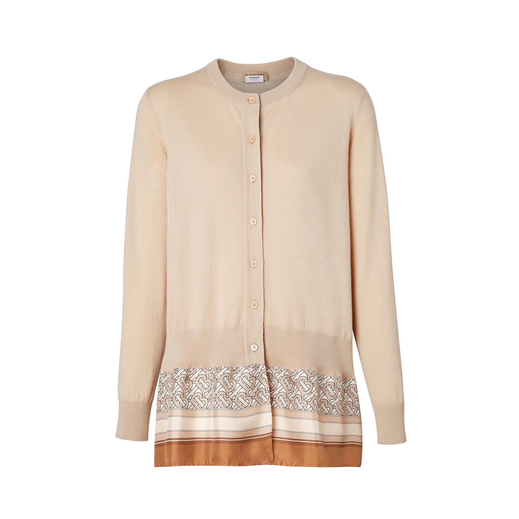 Cardigan en laine avec foulard Monogram - Pale Fawn