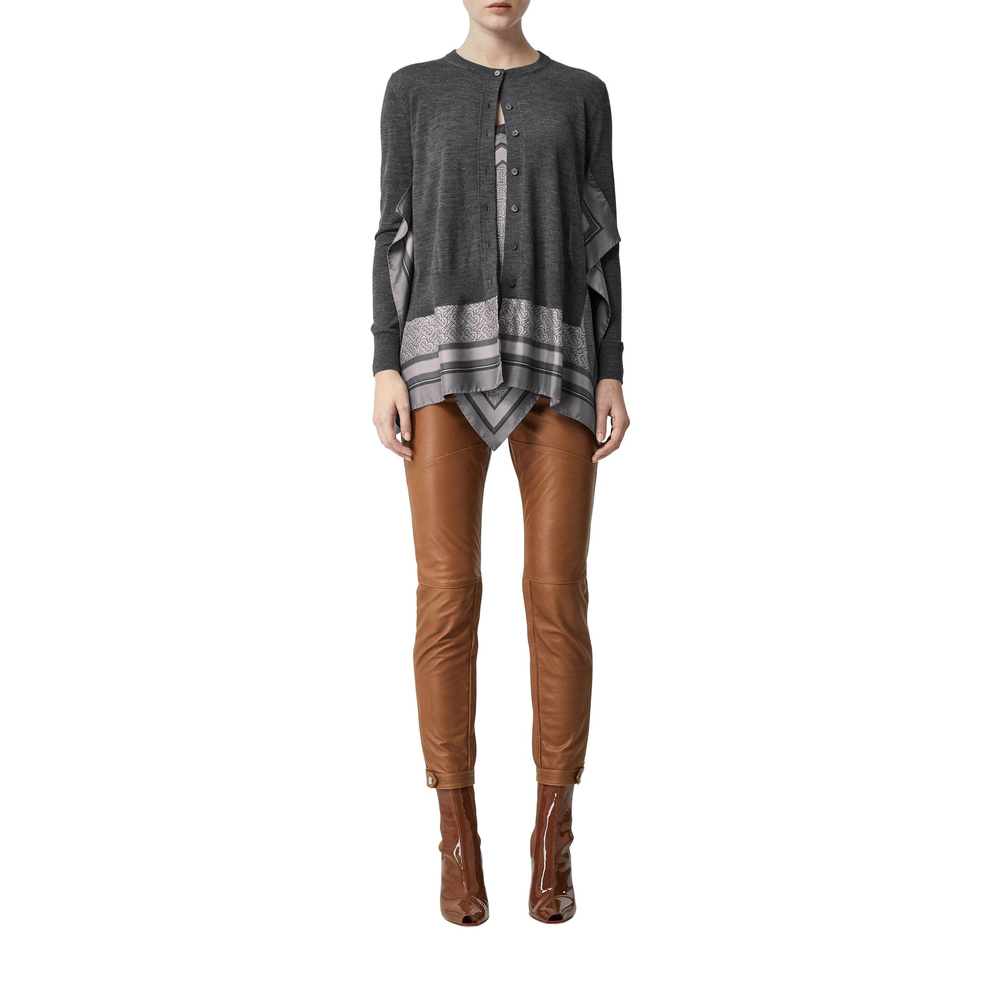 Cardigan en laine avec foulard Monogram - Grey Melange