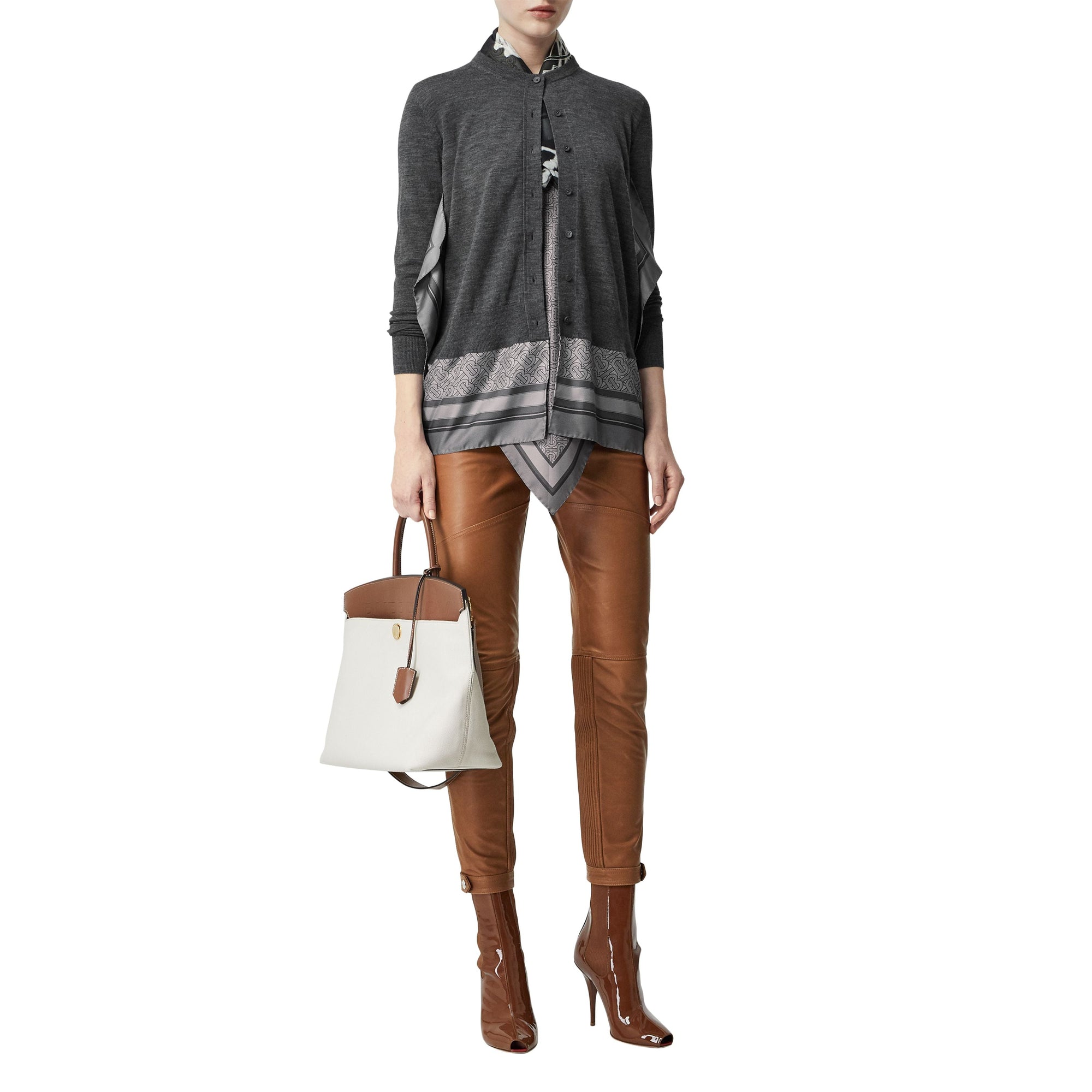 Cardigan en laine avec foulard Monogram - Grey Melange