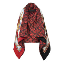 Cape doudoune imprimé écharpes d'archive en satin de soie - Crimson