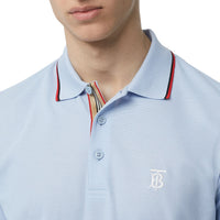 Polo à rayures iconique en piqué de coton - Pale Blue