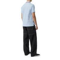 Polo à rayures iconique en piqué de coton - Pale Blue