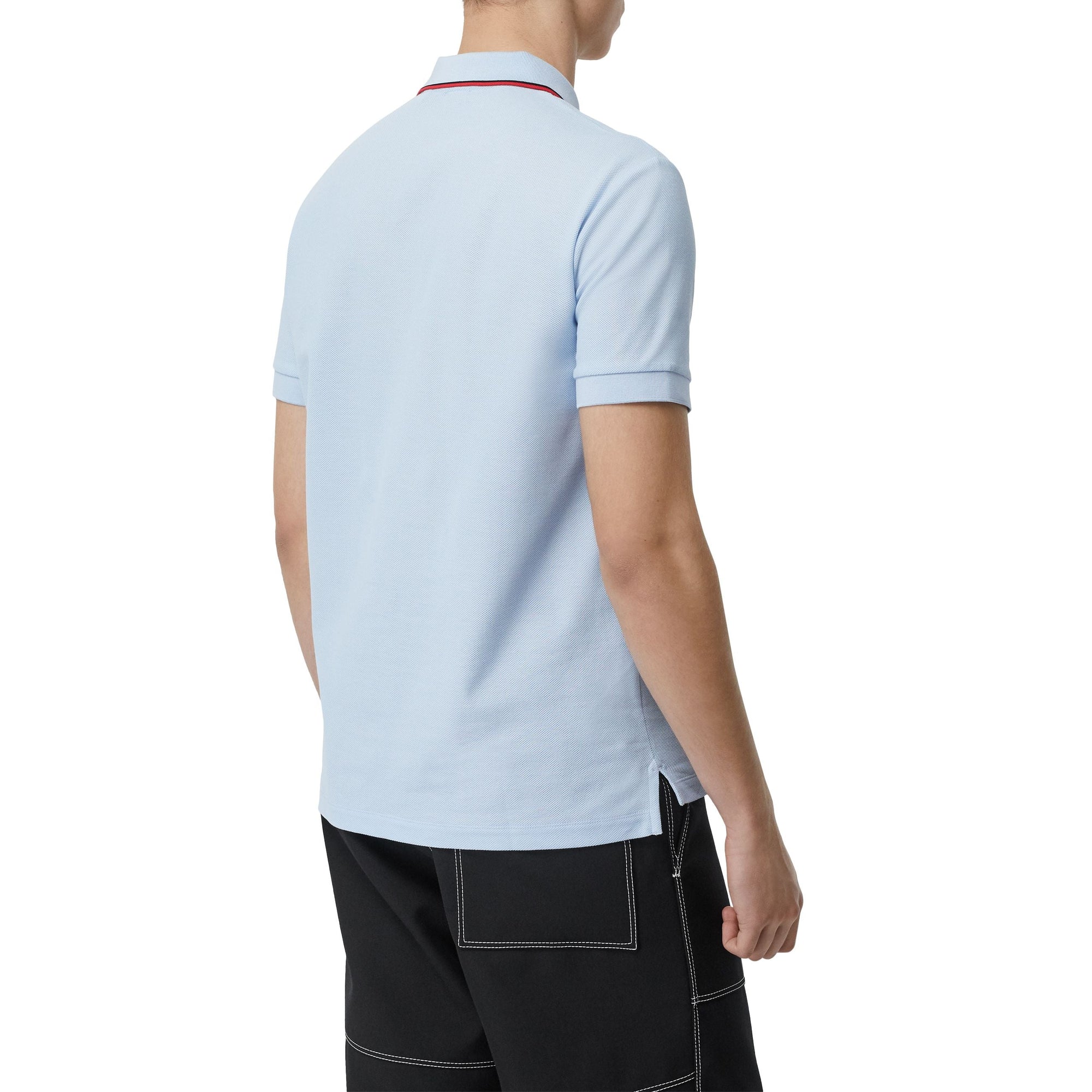 Polo à rayures iconique en piqué de coton - Pale Blue
