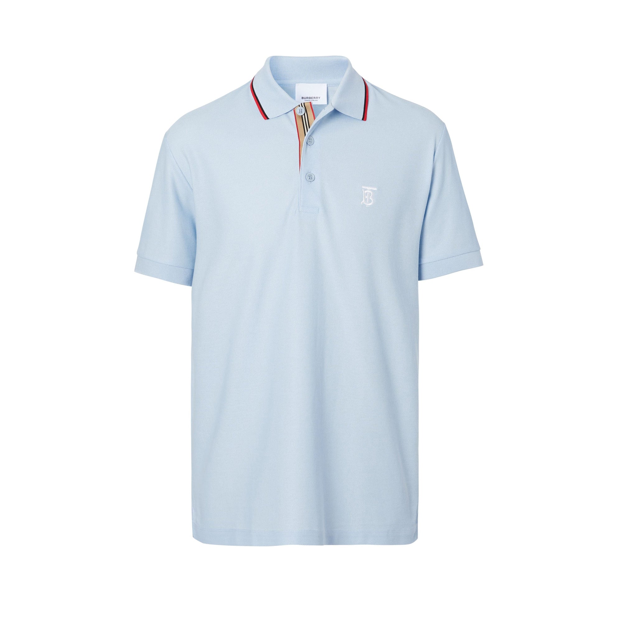 Polo à rayures iconique en piqué de coton - Pale Blue