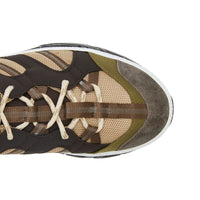 Sneakers Union en mesh et cuir velours - Khaki & Brown