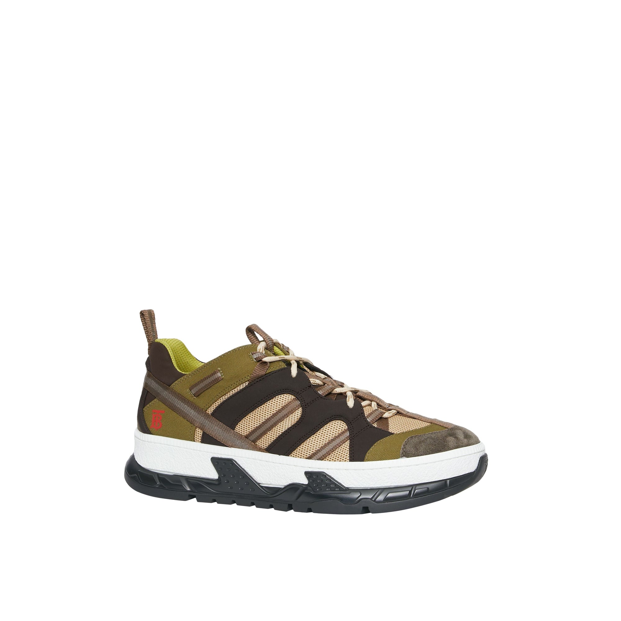 Sneakers Union en mesh et cuir velours - Khaki & Brown