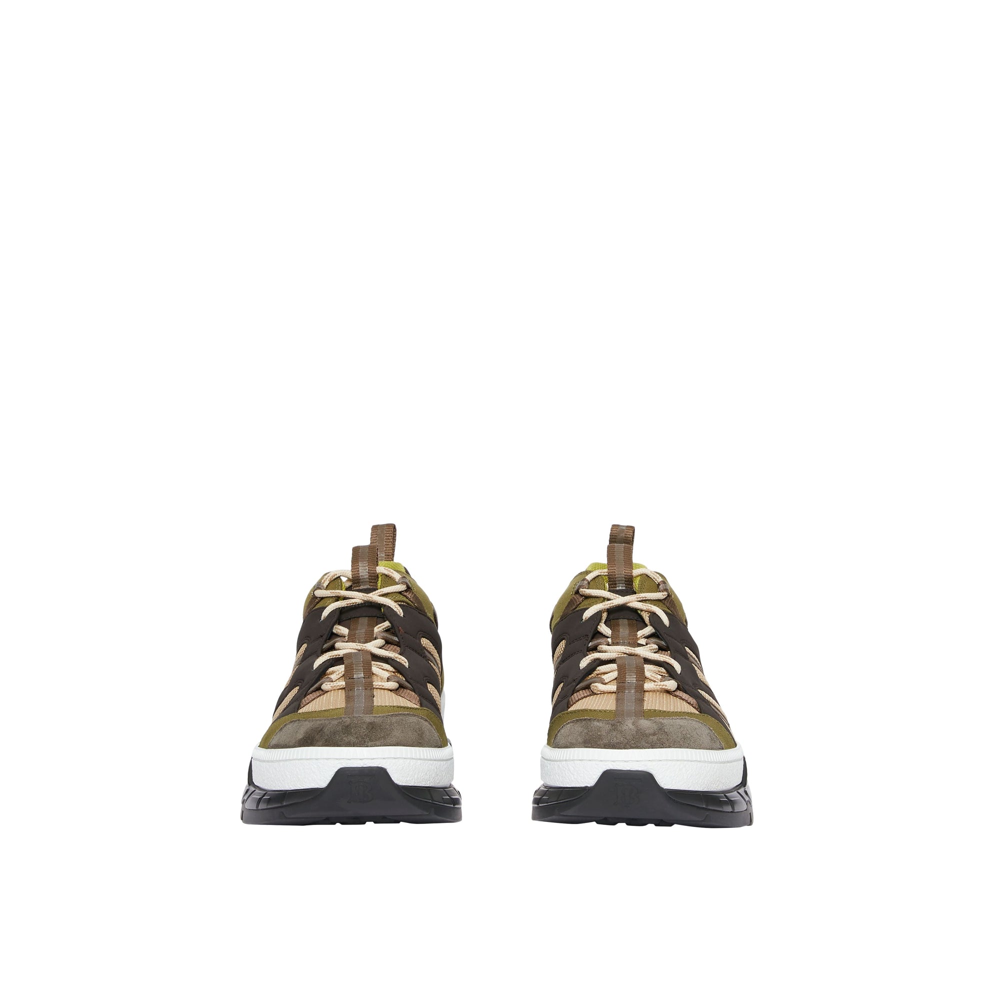 Sneakers Union en mesh et cuir velours - Khaki & Brown
