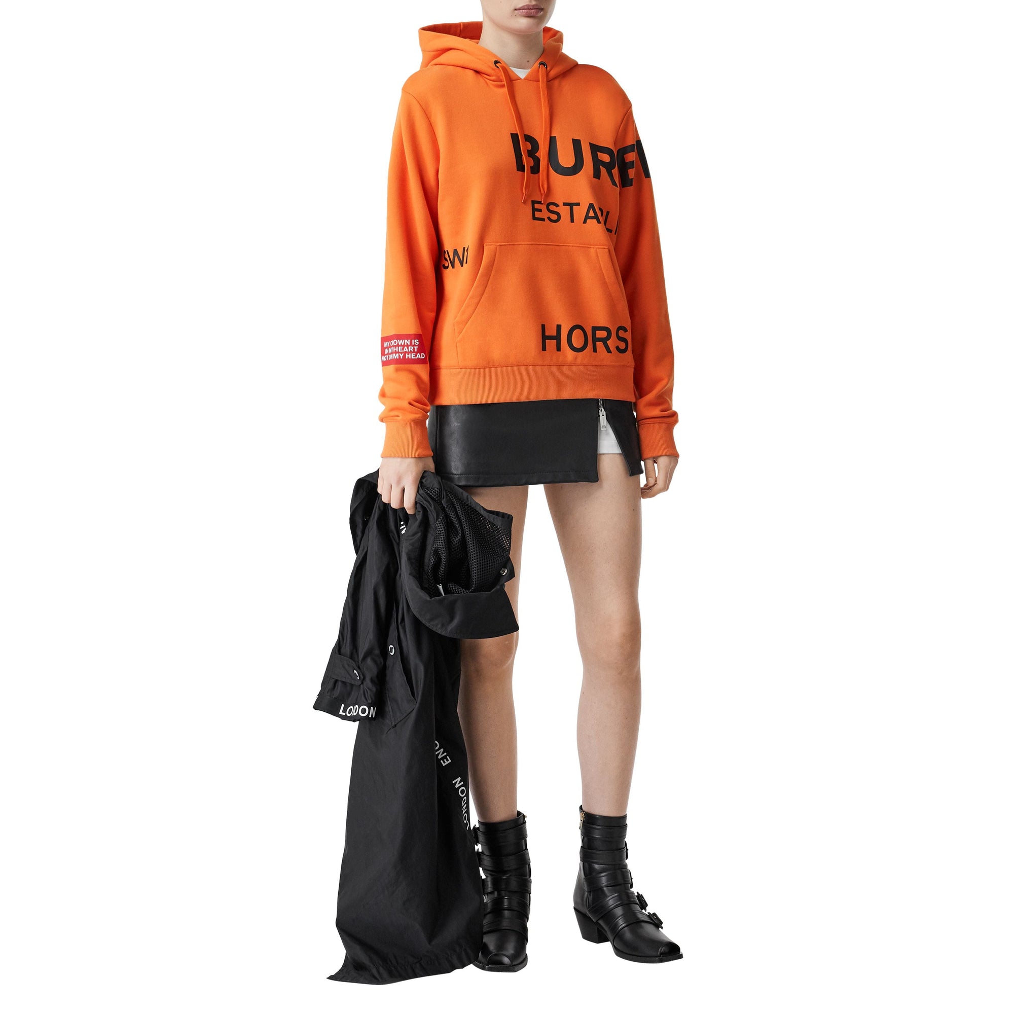 Sweat-shirt à capuche oversize en coton Horseferry - Bright Orange