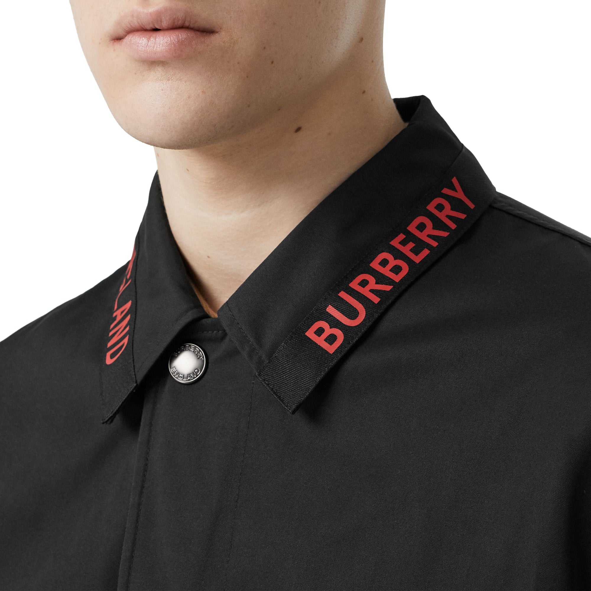 Paletot en coton technique mélangé avec logo - Black