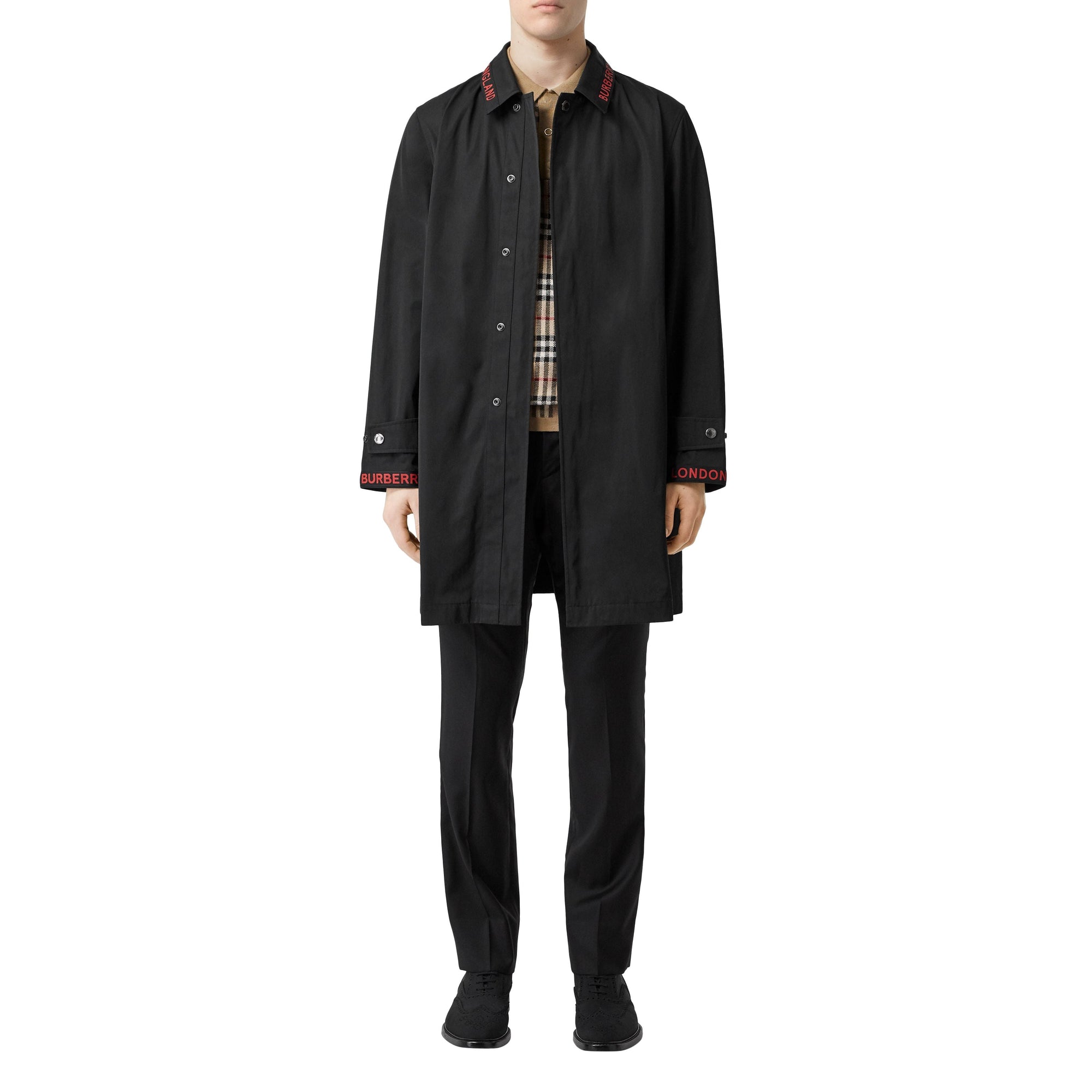 Paletot en coton technique mélangé avec logo - Black