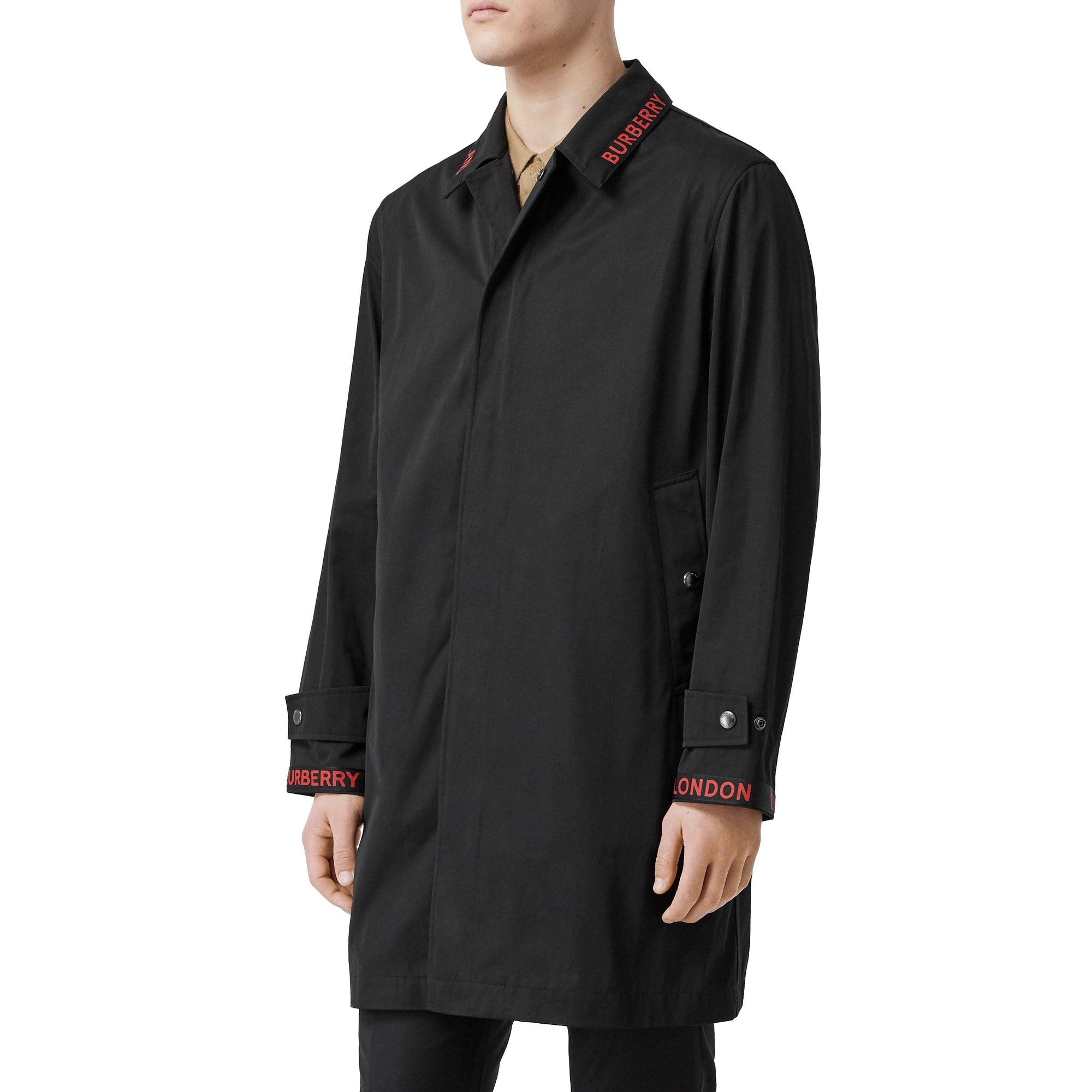 Paletot en coton technique mélangé avec logo - Black