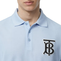 Polo oversize en piqué de coton Monogram - Pale Blue
