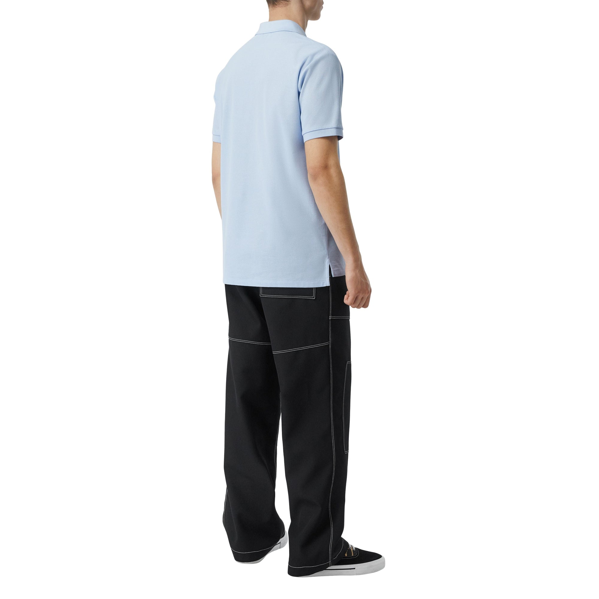 Polo oversize en piqué de coton Monogram - Pale Blue
