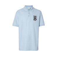 Polo oversize en piqué de coton Monogram - Pale Blue