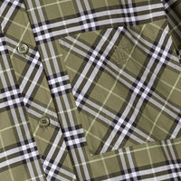 Chemise à manches courtes en coton stretch micro-check - Chalk Green