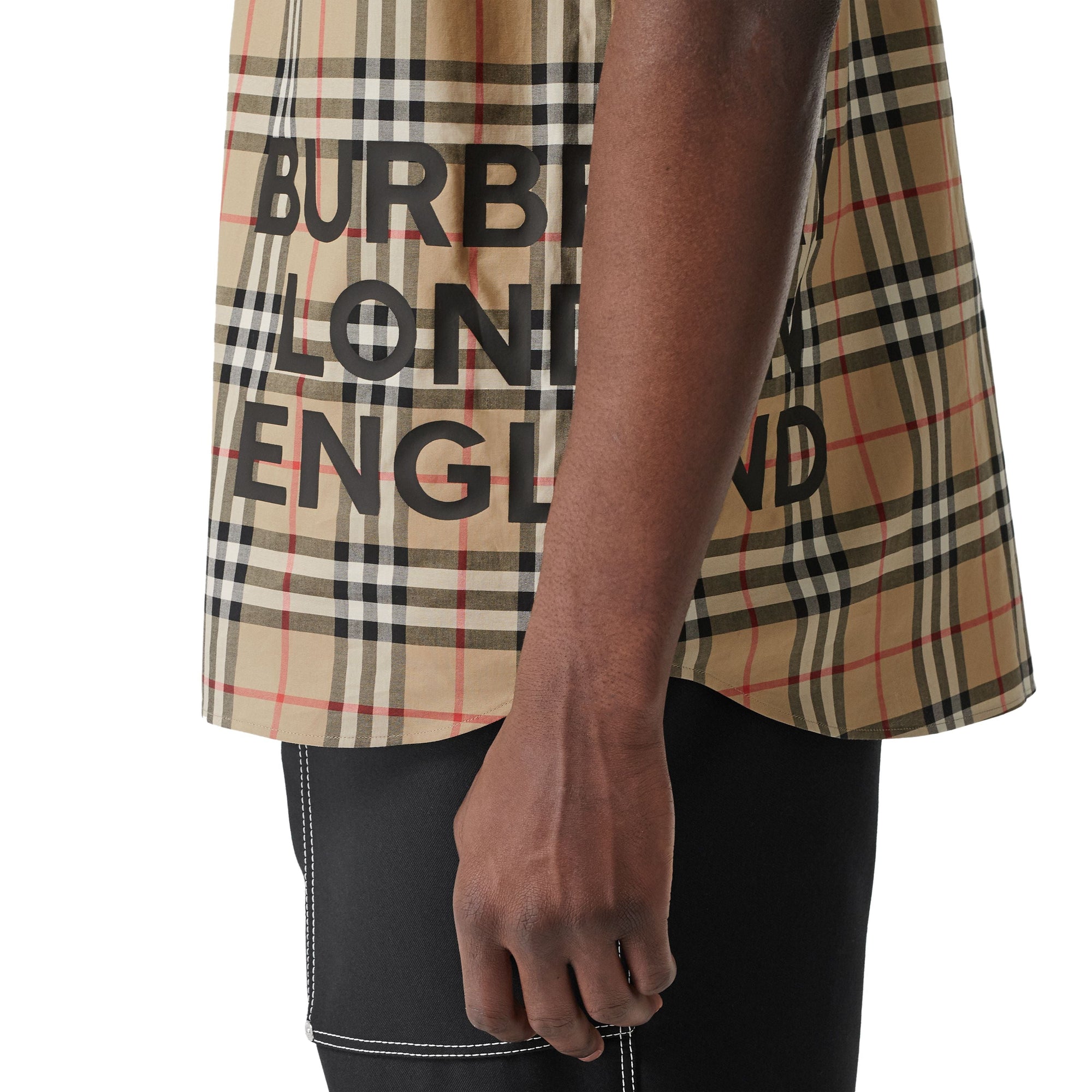 Chemise oversize à manches courtes en coton Vintage check - Archive Beige