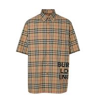 Chemise oversize à manches courtes en coton Vintage check - Archive Beige