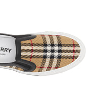 Sneakers sans lacets en cuir et Vintage check - Archive Beige