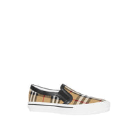 Sneakers sans lacets en cuir et Vintage check - Archive Beige