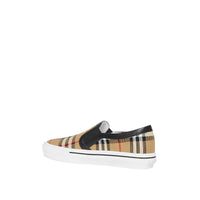 Sneakers sans lacets en cuir et Vintage check - Archive Beige