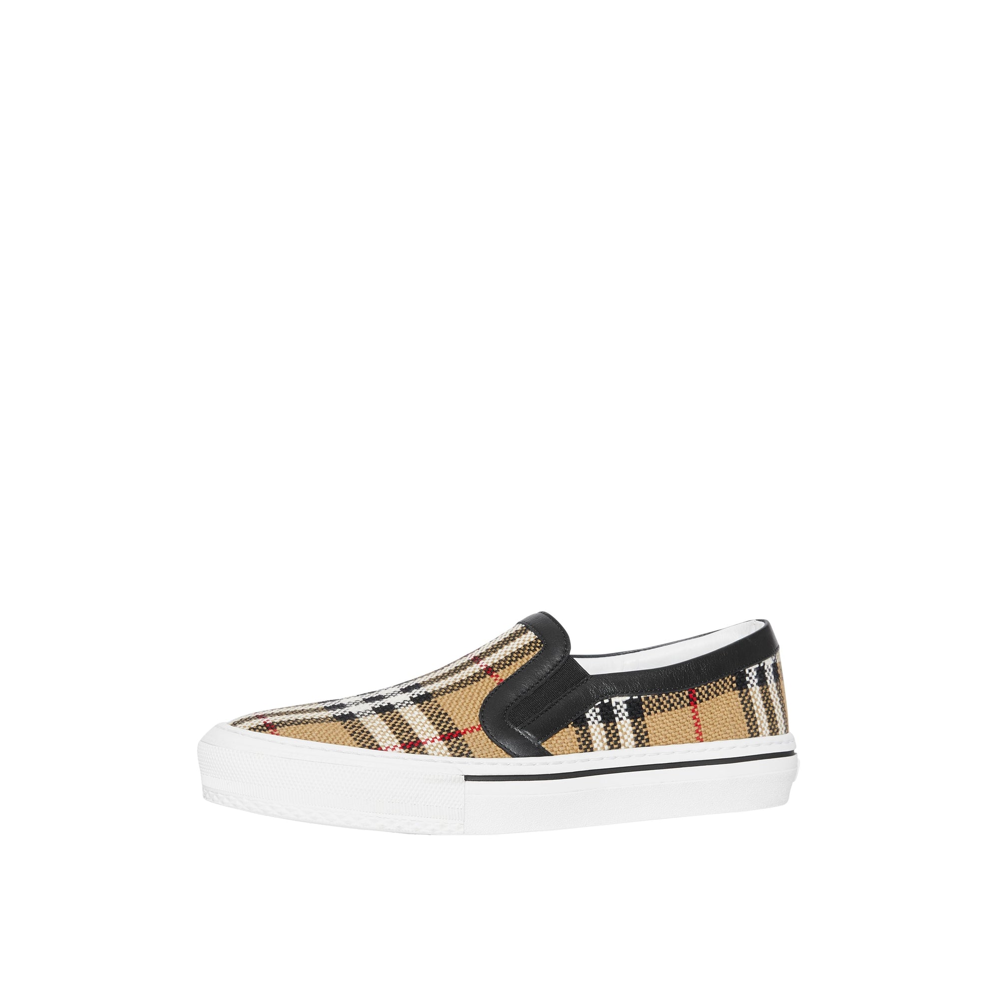 Sneakers sans lacets en cuir et Vintage check - Archive Beige