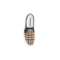 Sneakers sans lacets en cuir et Vintage check - Archive Beige