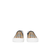 Sneakers sans lacets en cuir et Vintage check - Archive Beige