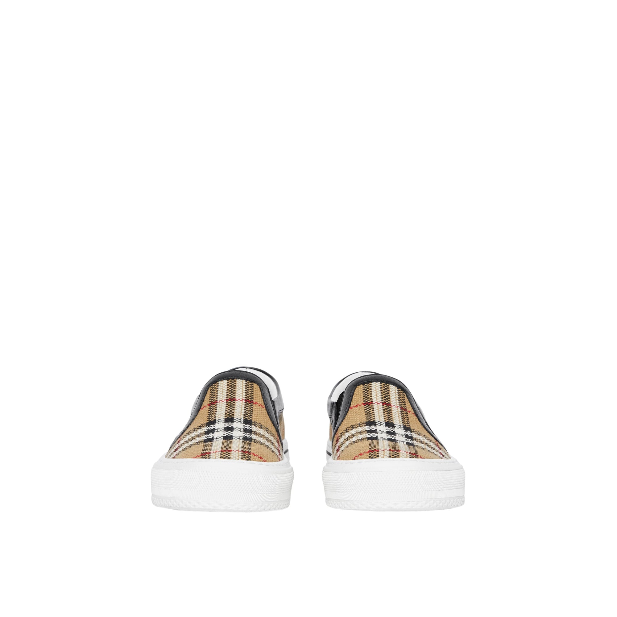 Sneakers sans lacets en cuir et Vintage check - Archive Beige