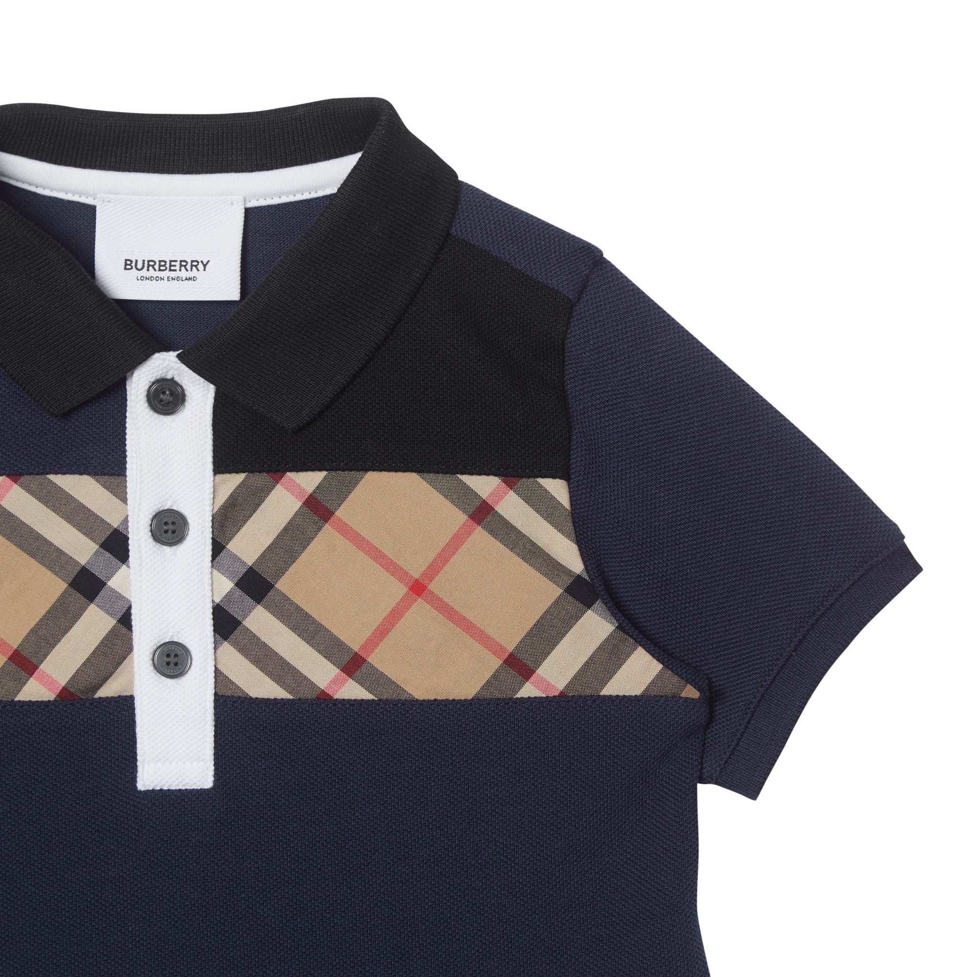 Polo en coton avec Vintage check - Navy
