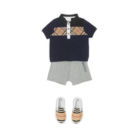 Polo en coton avec Vintage check - Navy