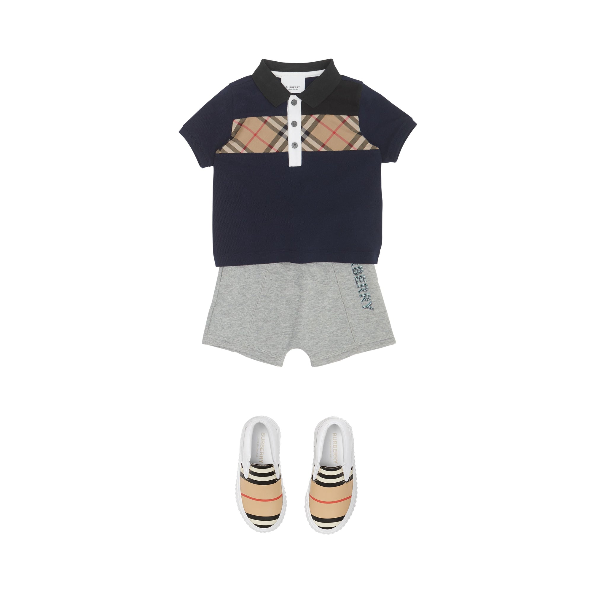 Polo en coton avec Vintage check - Navy
