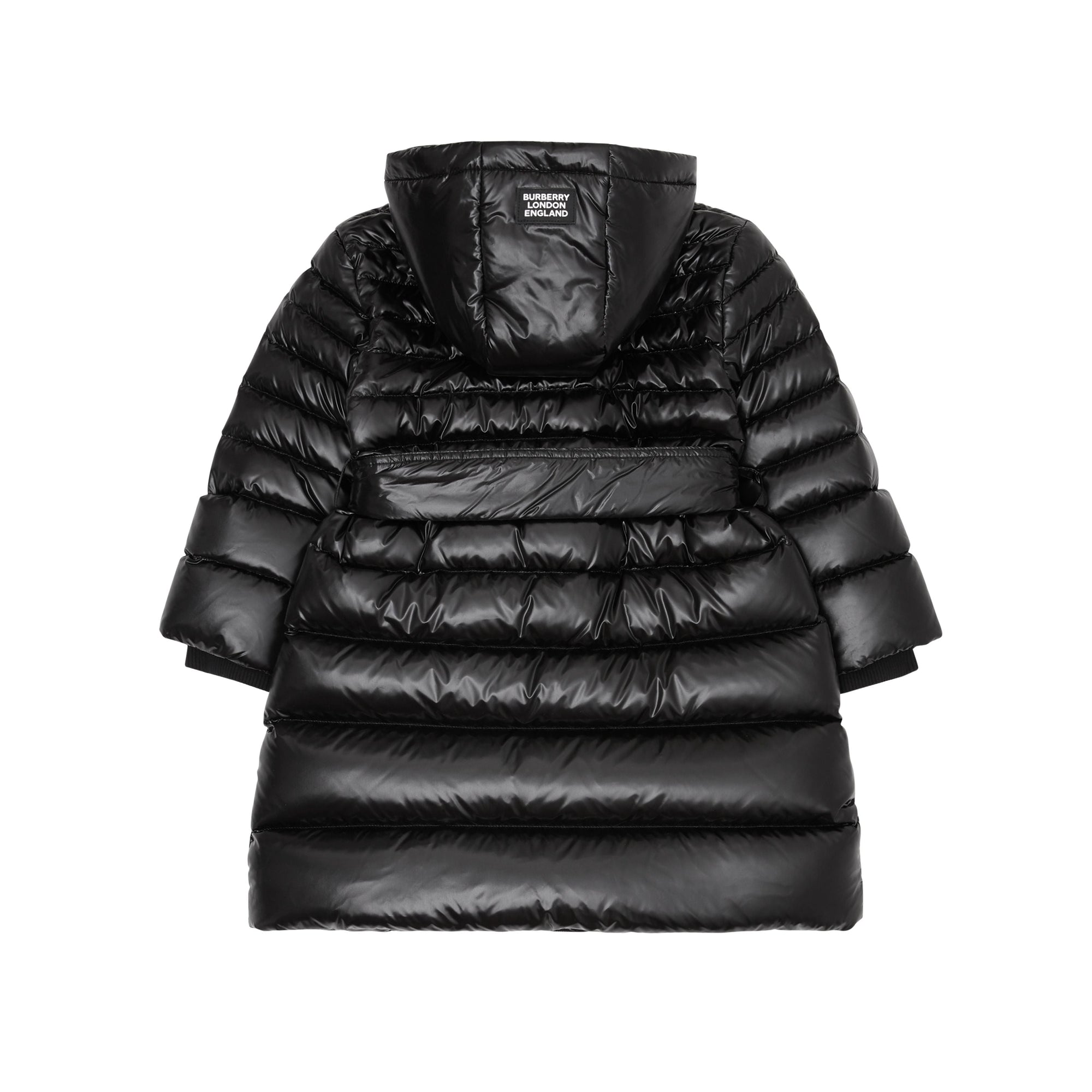 Doudoune rembourrée à capuche avec rayures iconiques - Black